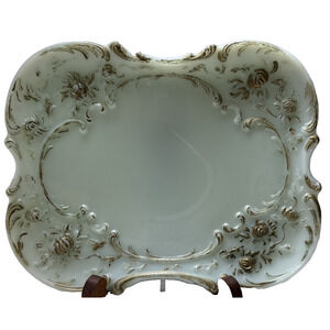 EAPG Fostoria Glass #680 Opalware Bluish Vanity Tray Dresser Comb Brush